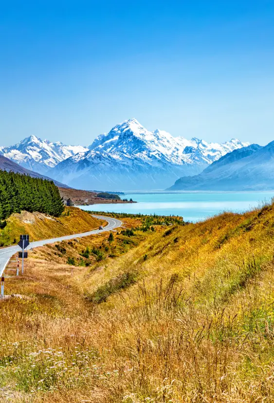 Mount Cook med Lake Pukaki i New Zealand