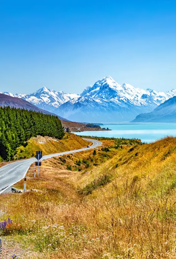 Mount Cook med Lake Pukaki i New Zealand