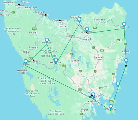 Tasmanien rundt i autocamper