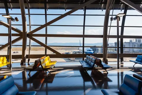 En lufthavnsterminal et sted i verden