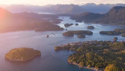 Luftfoto af Tofino på Vancouver Island