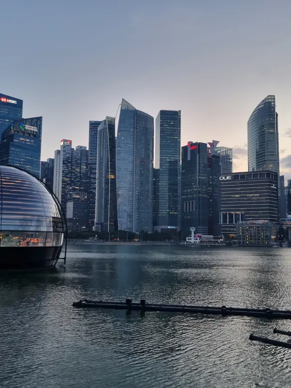 Singapore Skyline Solnedgang
