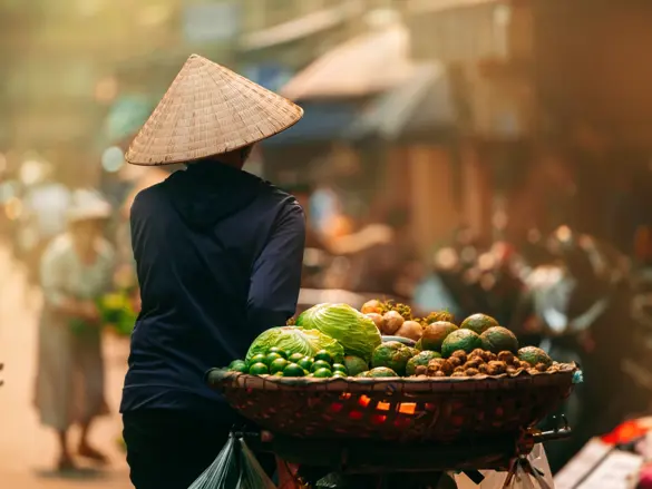 Kvinde med frugter og grøntsager i Hoi An