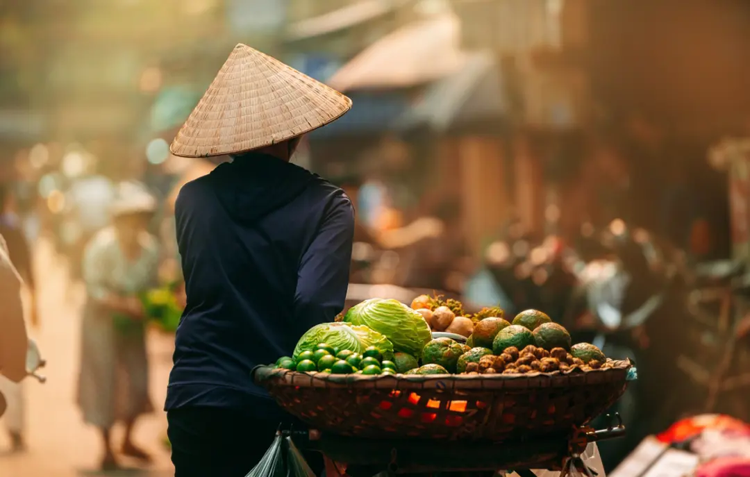 Kvinde med frugter og grøntsager i Hoi An
