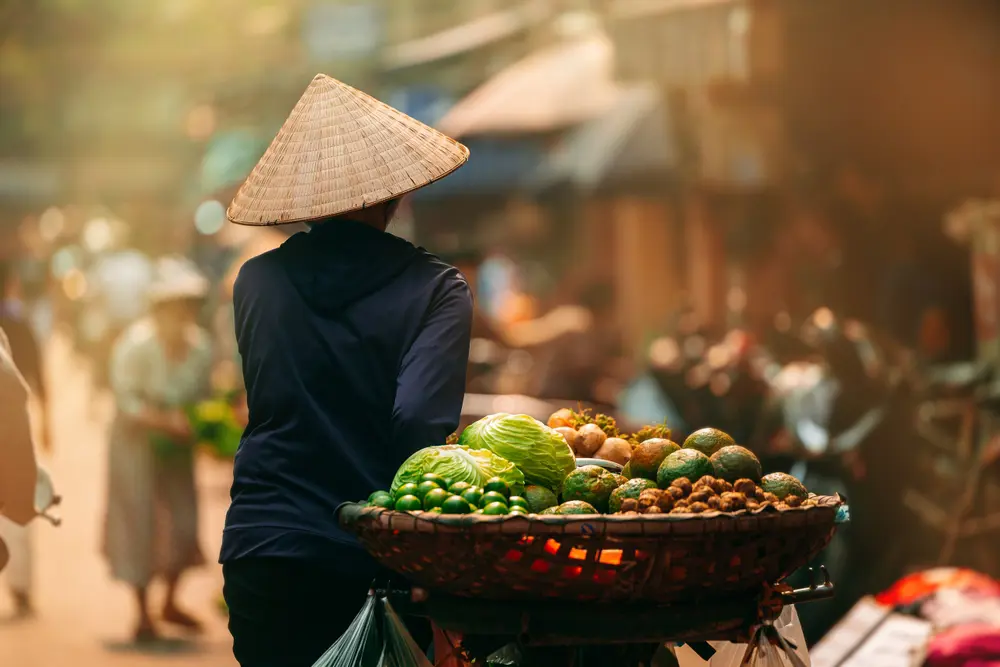 Kvinde med frugter og grøntsager i Hoi An