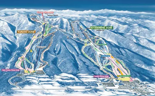 Pistekort over Furano Ski Resort i Japan