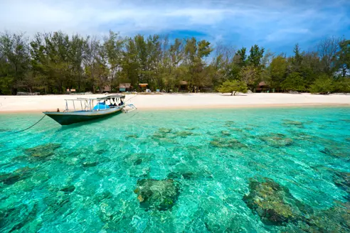 Strand på Gili Trawangan i Indonesien