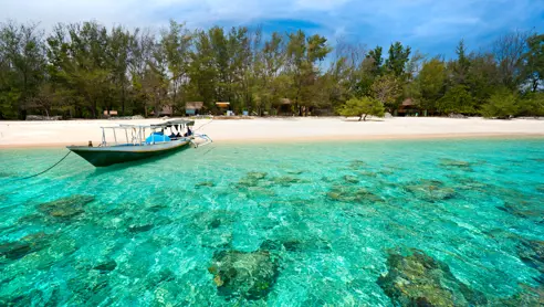 Strand på Gili Trawangan i Indonesien