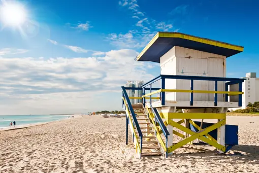 Livreddertårn på Miami Beach i Florida, USA