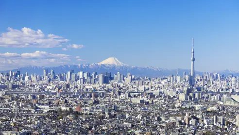 Tokyo skyline og Mount Fuji Japan