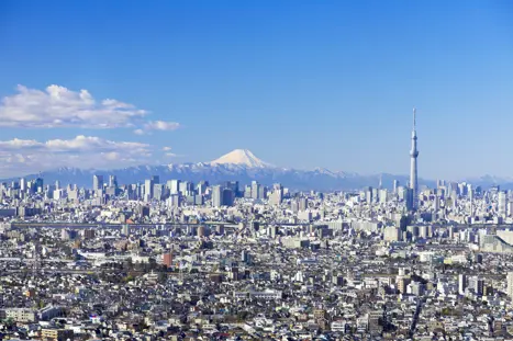 Tokyo skyline og Mount Fuji Japan